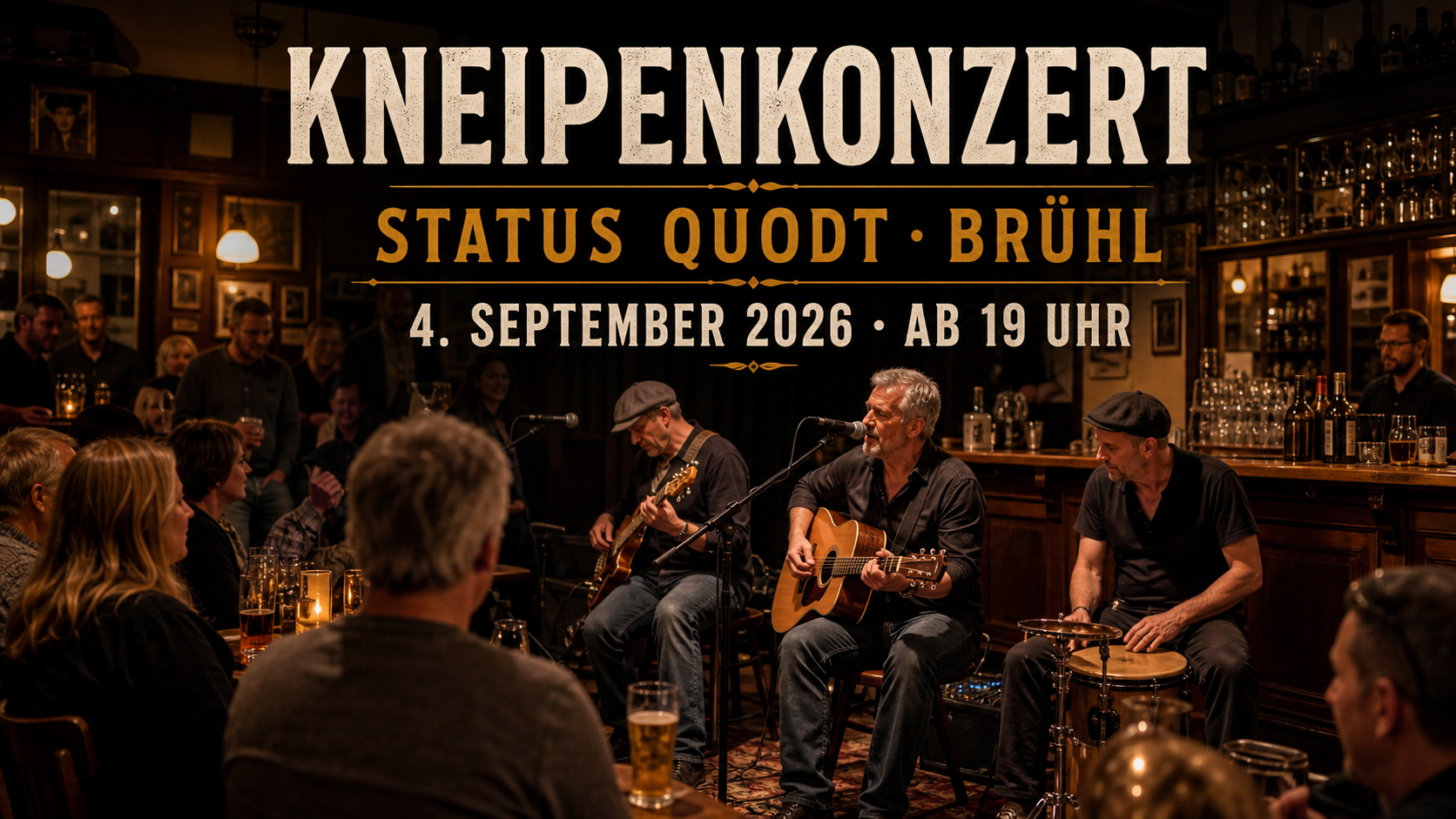 Individuelles Erftpost-Veranstaltungsplakat zum Kneipenkonzert im Status Quodt in Brühl