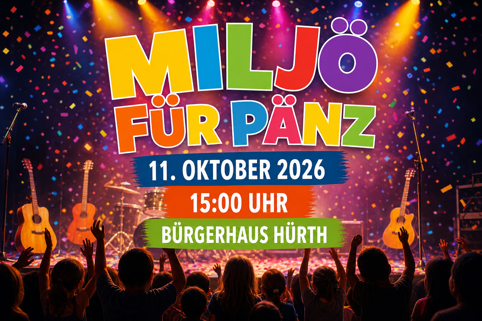 Veranstaltungsplakat zu Miljö für Pänz im Bürgerhaus Hürth