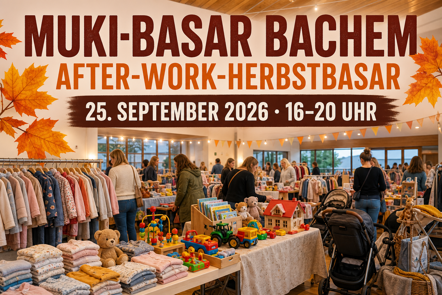 Herbstliches realistisches Werbemotiv zum Muki-After-Work-Basar im Haus Burggraben in Frechen-Bachem
