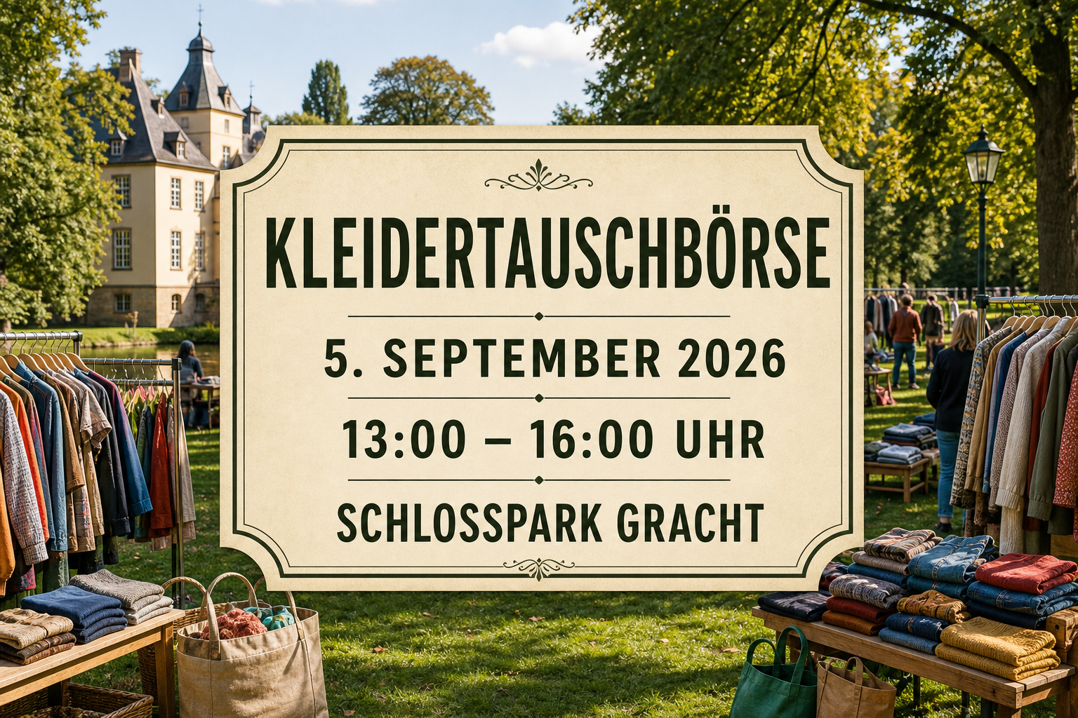 Veranstaltungsbild zur Kleidertauschbörse im grünen Schlosspark Gracht