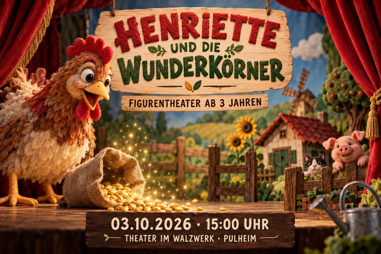Veranstaltungsillustration zum Figurentheater Henriette und die Wunderkörner
