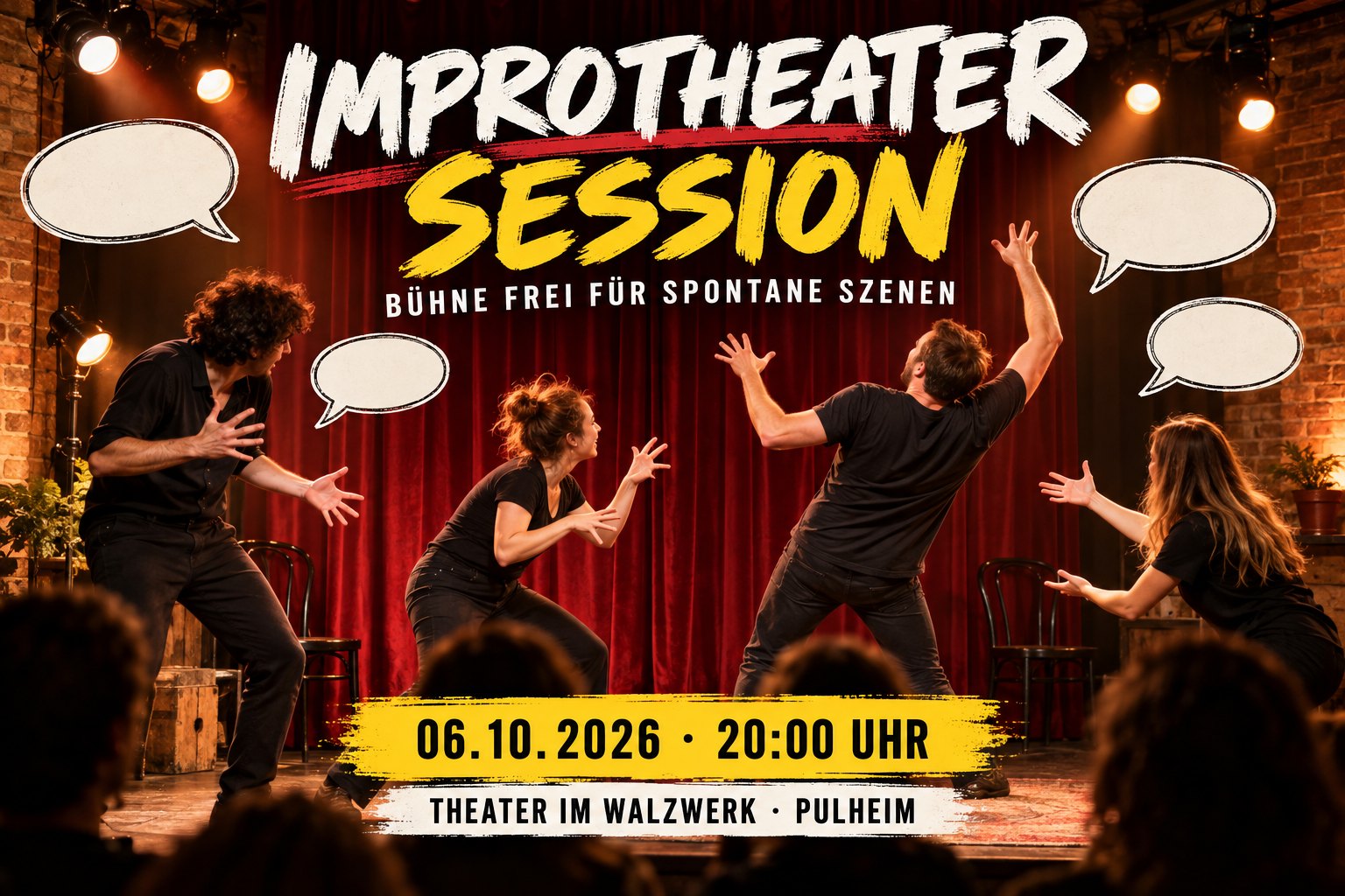 Veranstaltungsillustration zur Improtheater Session im Theater im Walzwerk