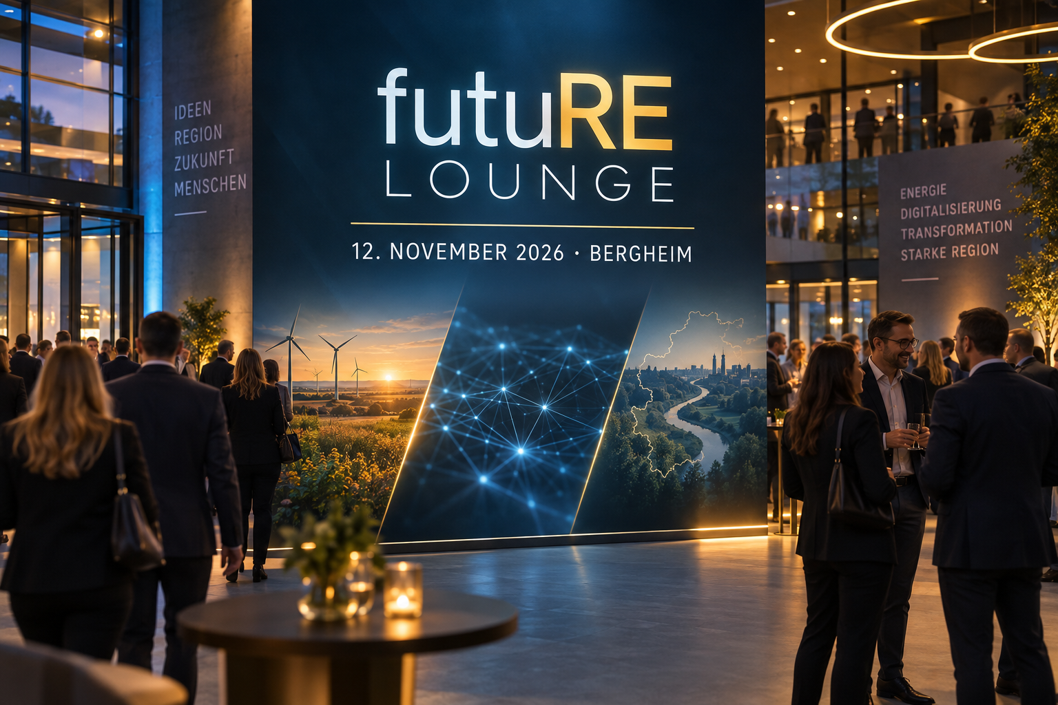 Werbemotiv zur futuRE Lounge 2026 in Bergheim