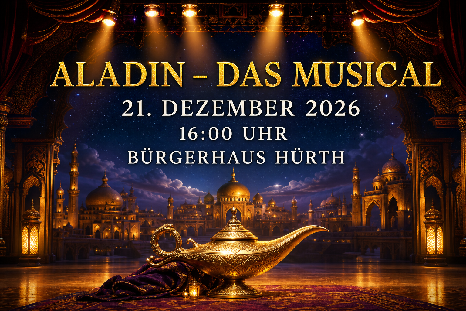 Veranstaltungsplakat zu Aladin – das Musical im Bürgerhaus Hürth