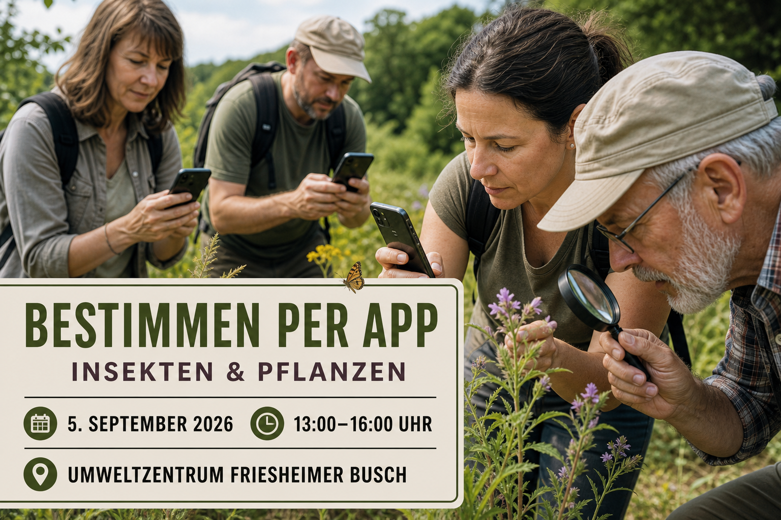 Veranstaltungsplakat zum Bestimmungsworkshop im Friesheimer Busch