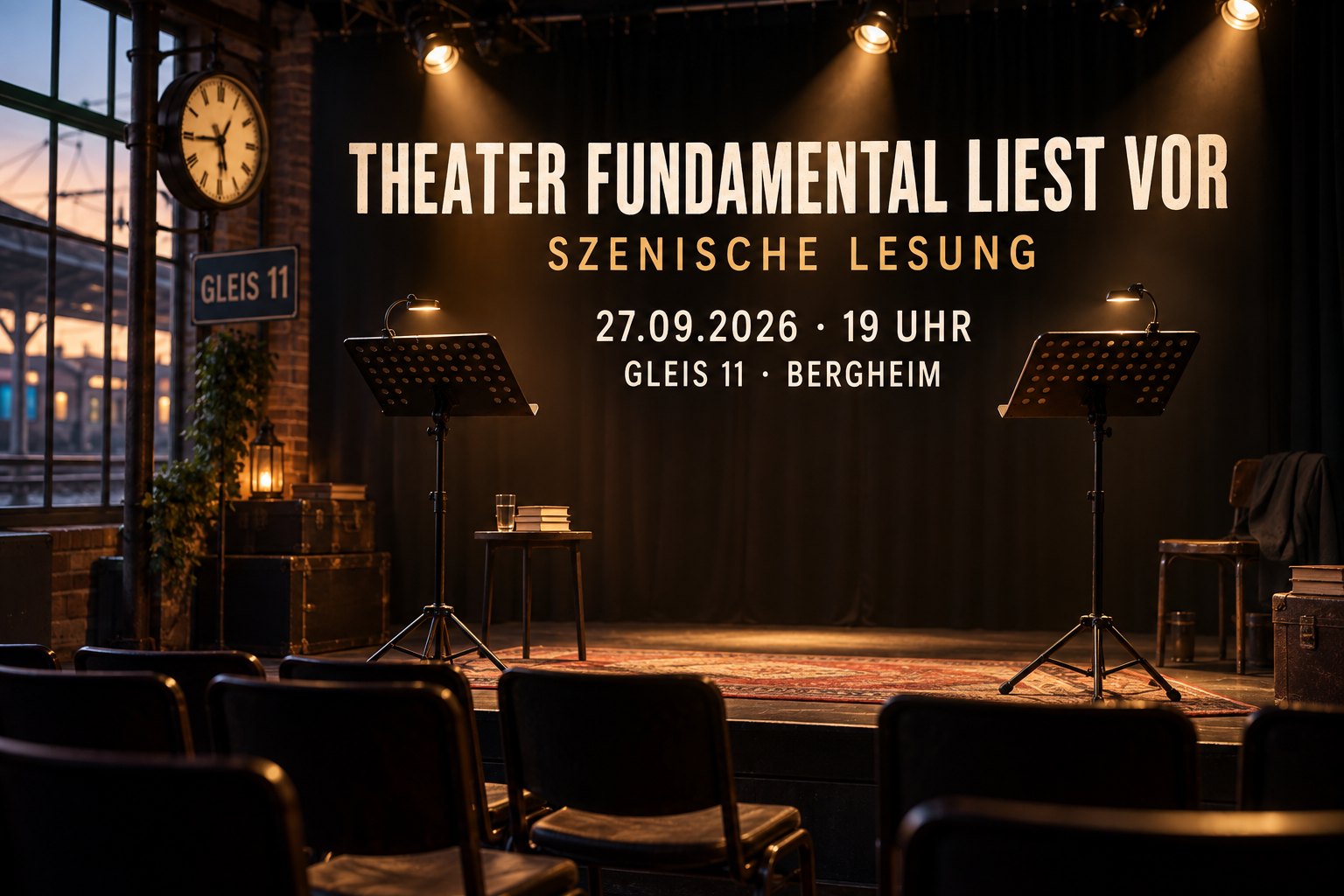 Veranstaltungsillustration zur szenischen Lesung des Theaters Fundamental im Gleis 11