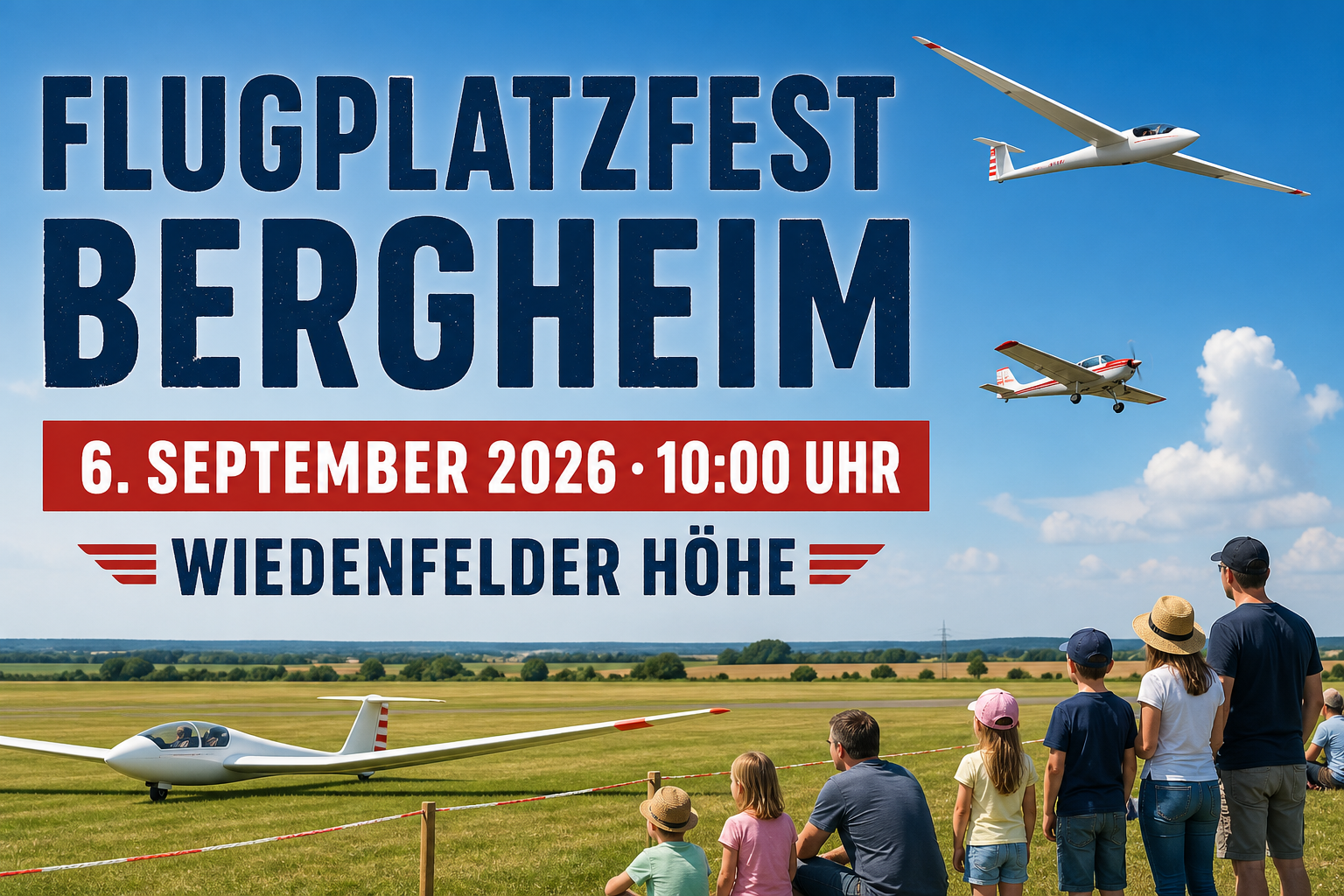 Veranstaltungsplakat zum Flugplatzfest Bergheim am 6. September