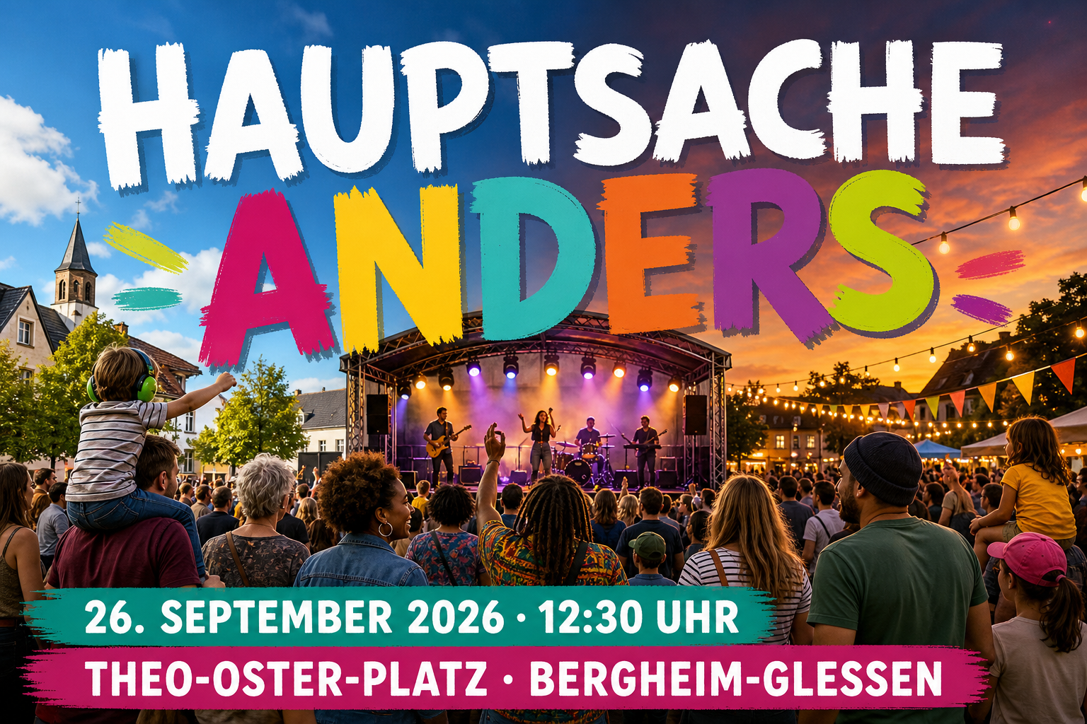 Veranstaltungsplakat zum Hauptsache-Anders-Festival in Glessen