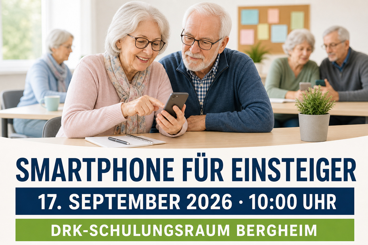 Veranstaltungsplakat zum Smartphone-Einsteigerkurs in Bergheim