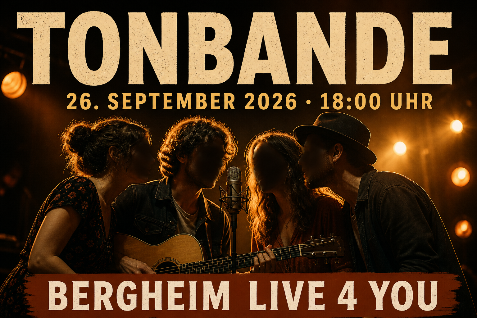 Veranstaltungsplakat zum Konzert der Tonbande in Bergheim