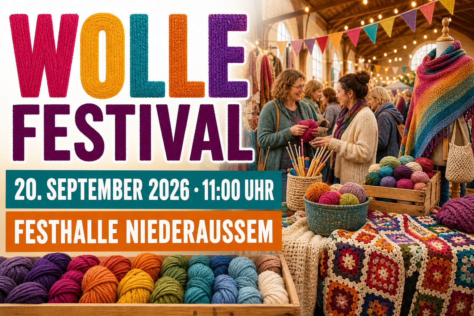 Veranstaltungsplakat zum Wolle Festival in Niederaußem