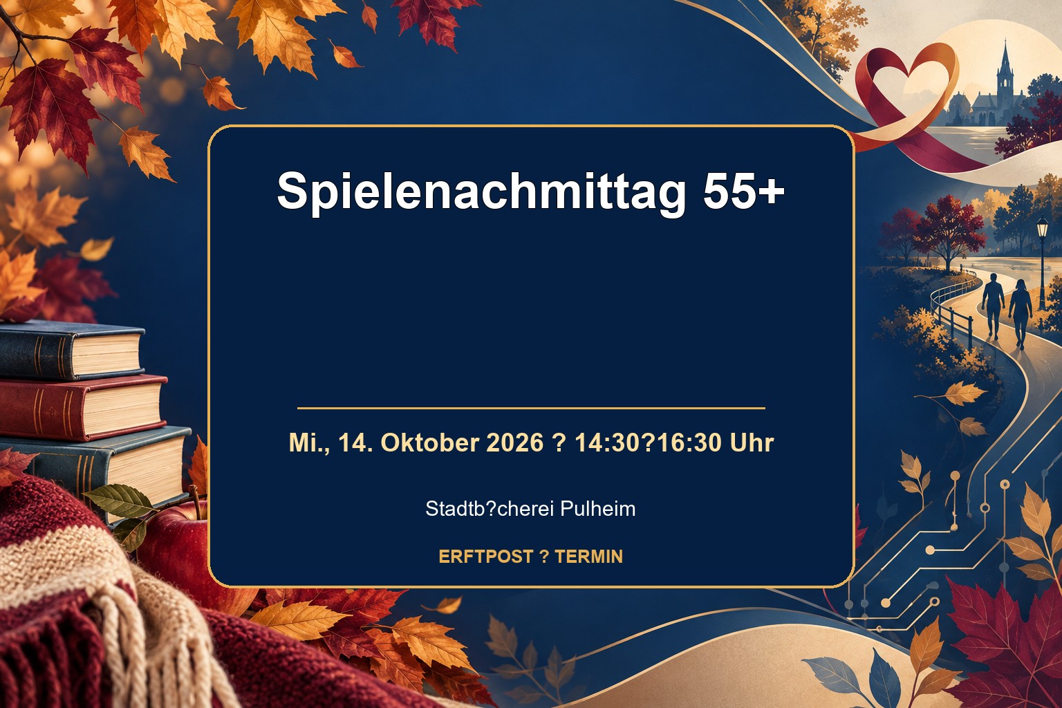 Terminkachel zum Spielenachmittag 55 plus in Pulheim