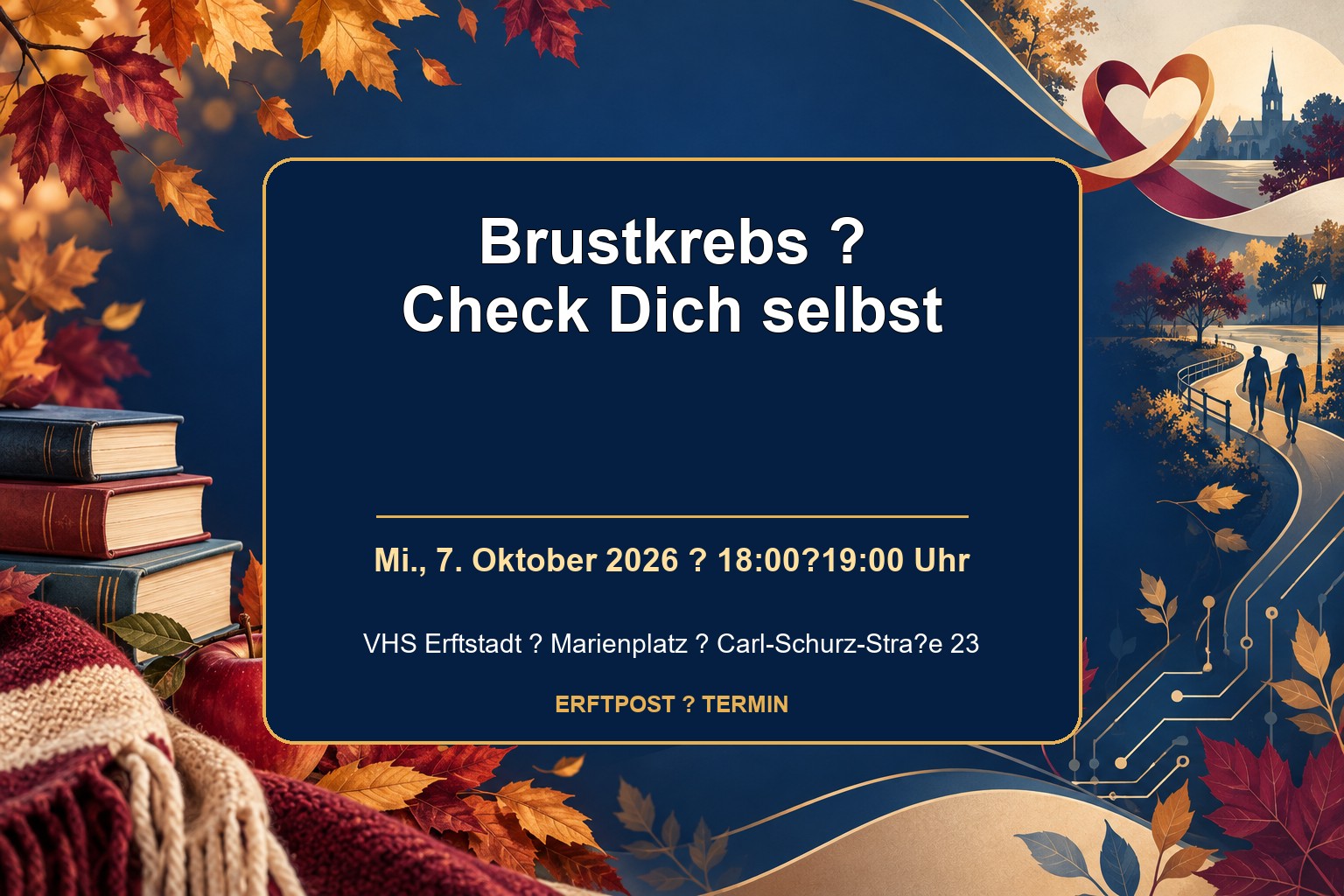 Terminkachel zum Brustkrebs-Informationsabend in Erftstadt