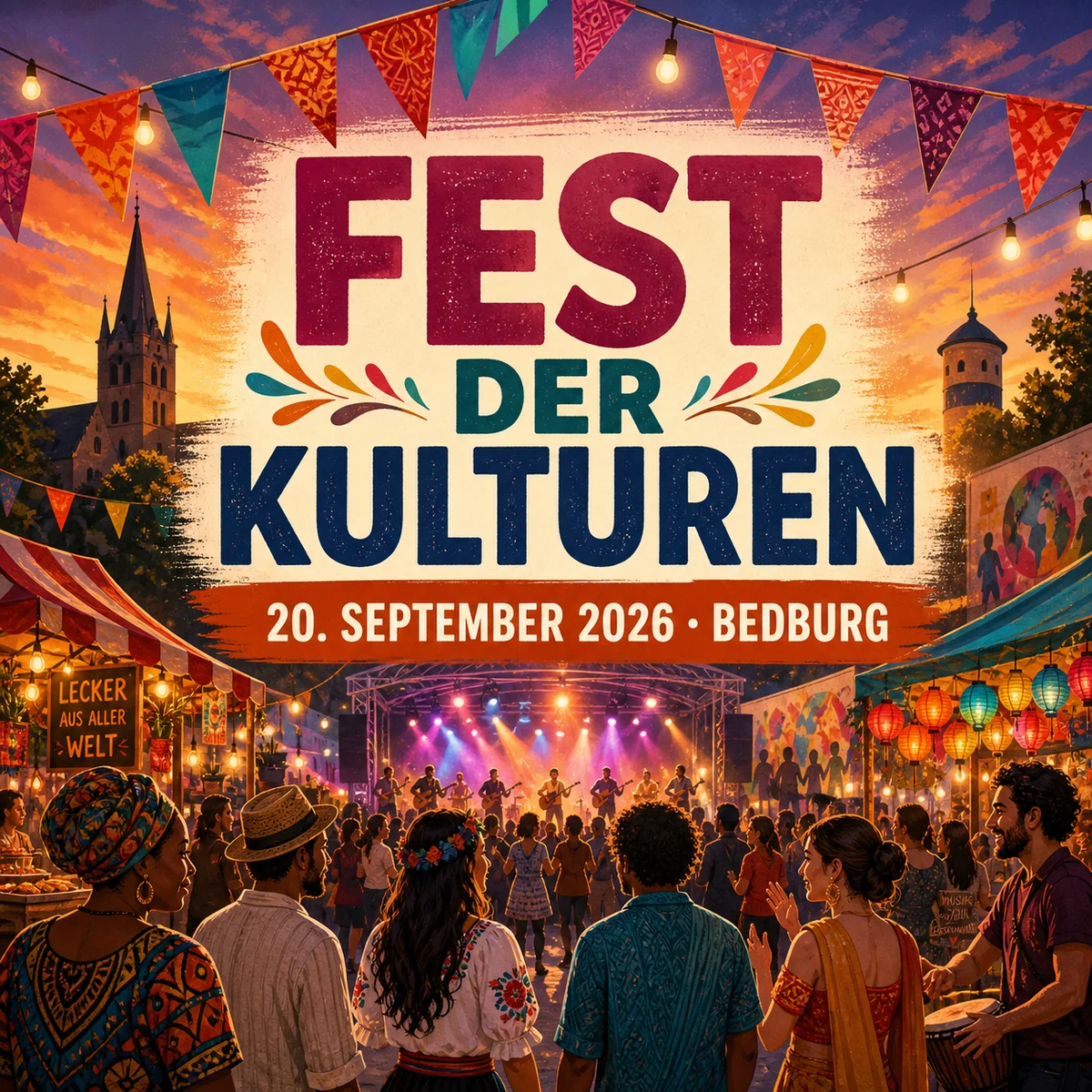 Individuelles Erftpost-Veranstaltungsmotiv zum Fest der Kulturen in Bedburg