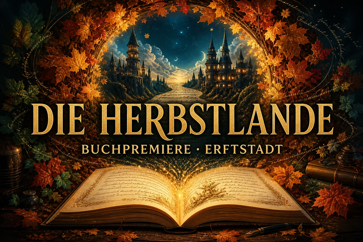 Individuelles Erftpost-Veranstaltungsmotiv zur Buchpremiere Die Herbstlande in Erftstadt