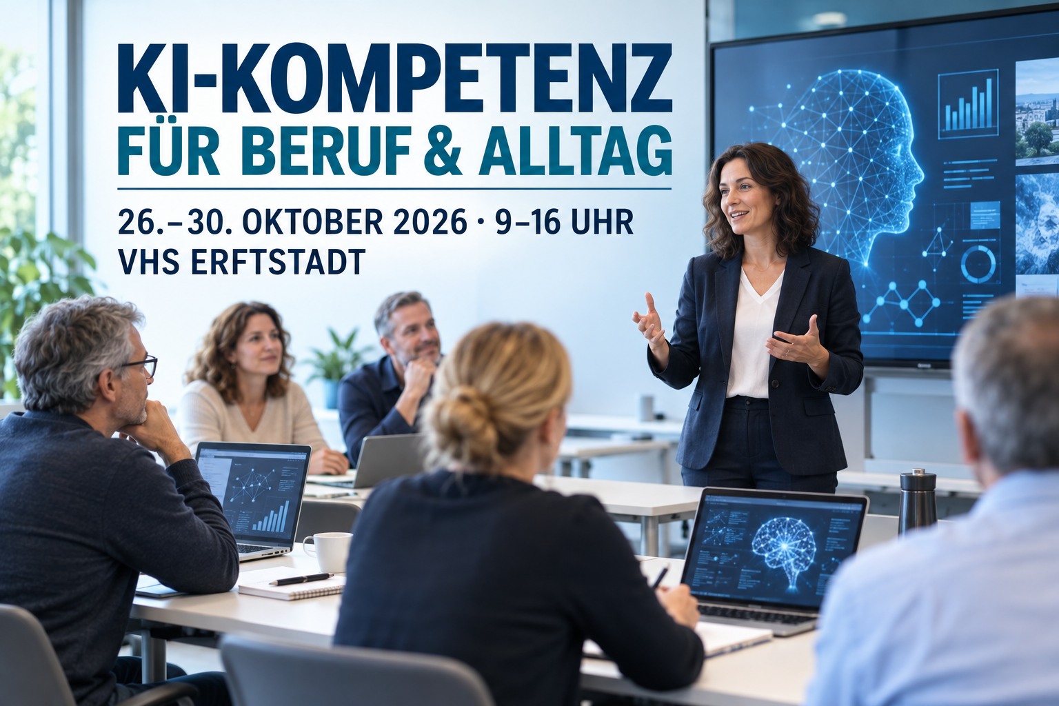 Werbeplakat zum Bildungsurlaub KI-Kompetenz für Beruf und Alltag