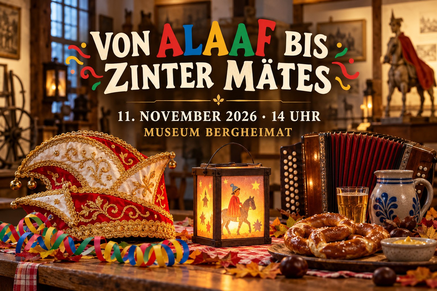 Veranstaltungsplakat zu rheinischen Traditionen am 11. November