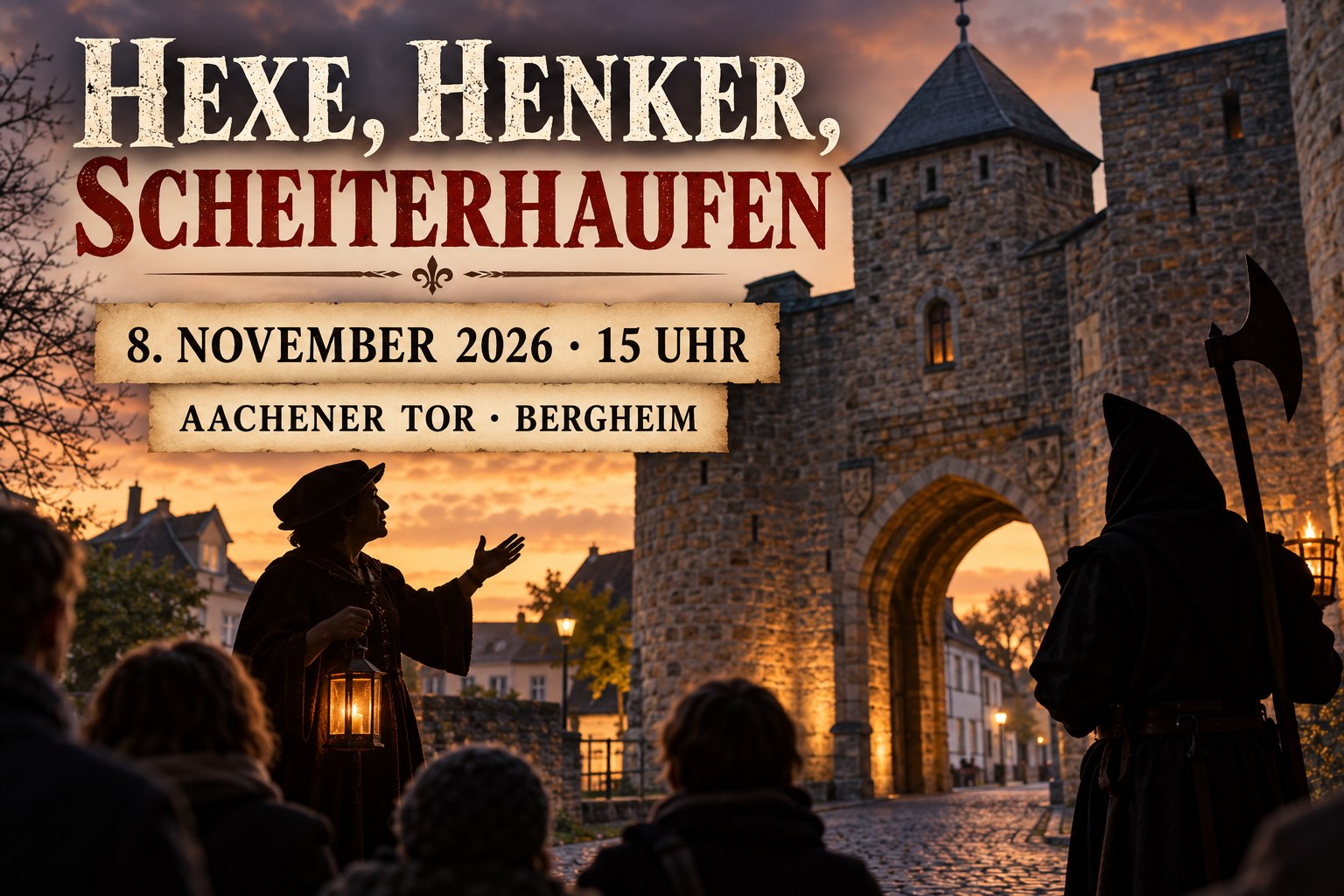 Veranstaltungsplakat zur historischen Erlebnisführung am Aachener Tor