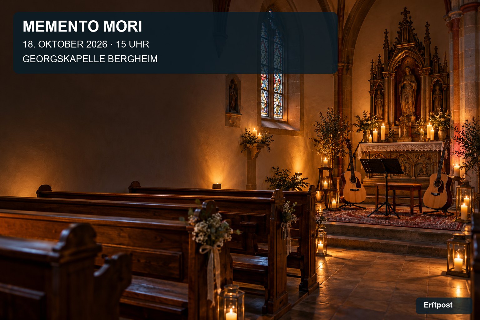 Veranstaltungsplakat: Memento Mori am 18. Oktober 2026 in der Georgskapelle