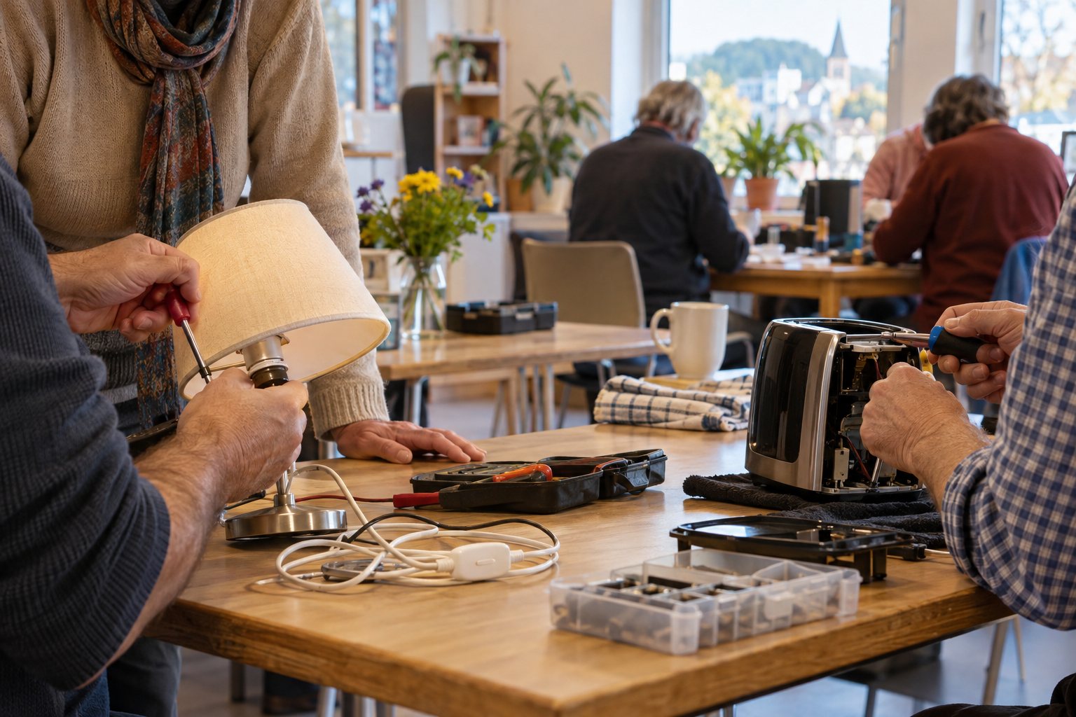 Gemeinsame Reparatur von Lampe und Haushaltsgerät bei einem Repair-Café