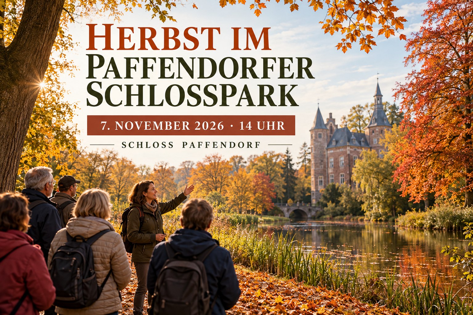 Veranstaltungsplakat zur Herbstführung im Schlosspark Paffendorf