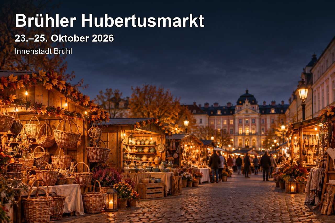 Veranstaltungsplakat: Brühler Hubertusmarkt vom 23. bis 25. Oktober 2026