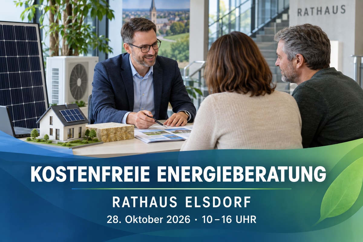 Werbebild zur kostenfreien Energieberatung im Rathaus Elsdorf