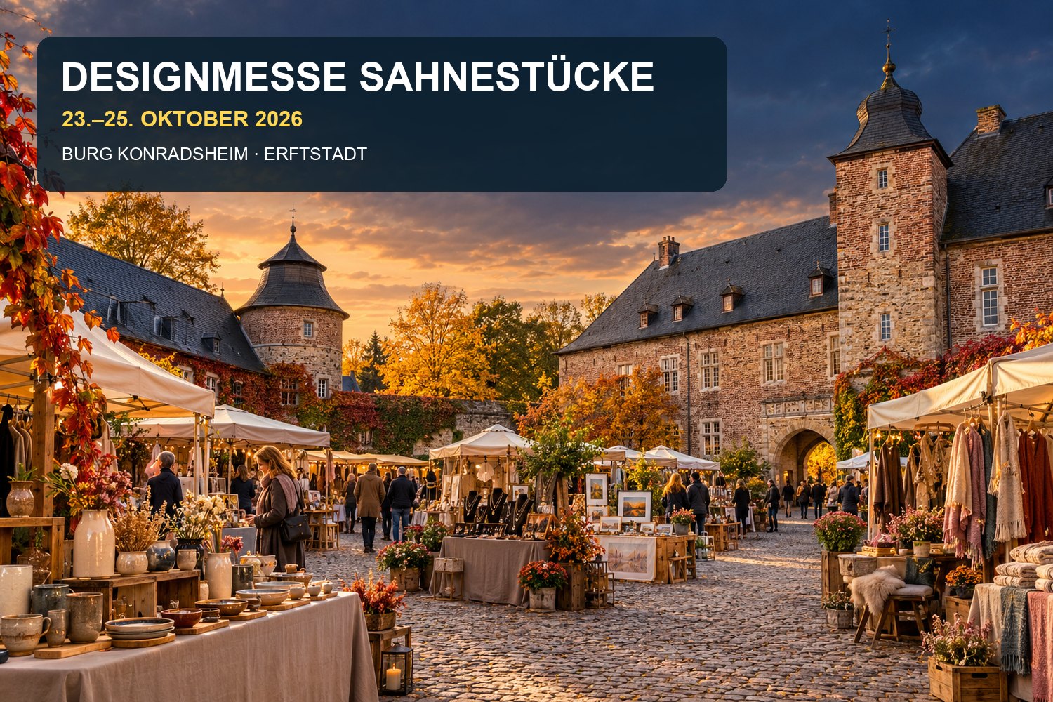 Veranstaltungsillustration: Designmesse Sahnestücke vom 23. bis 25. Oktober 2026