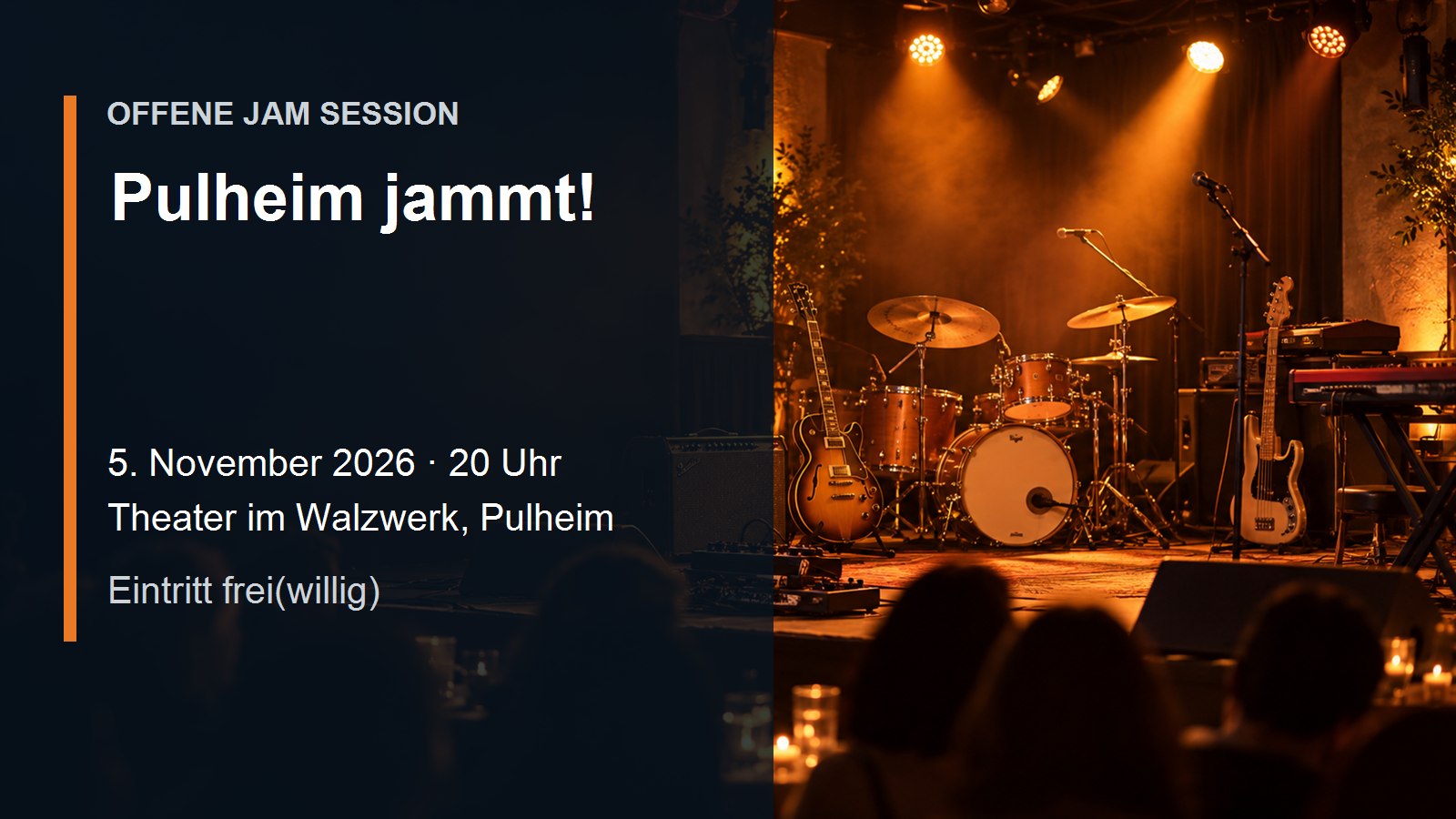 Veranstaltungsplakat zur offenen Jam Session Pulheim jammt