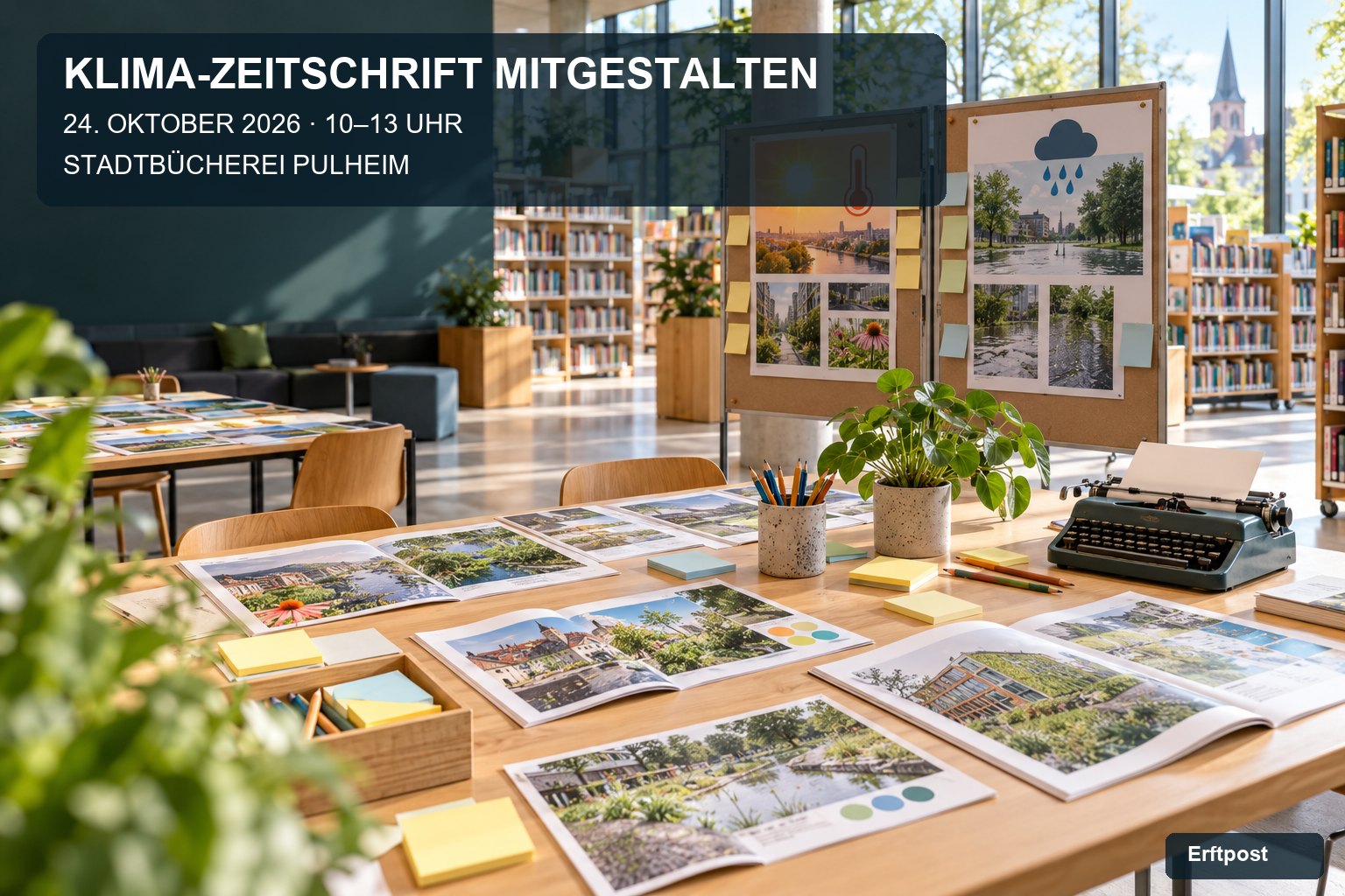 Veranstaltungsplakat: Klima-Zeitschrift mitgestalten am 24. Oktober 2026