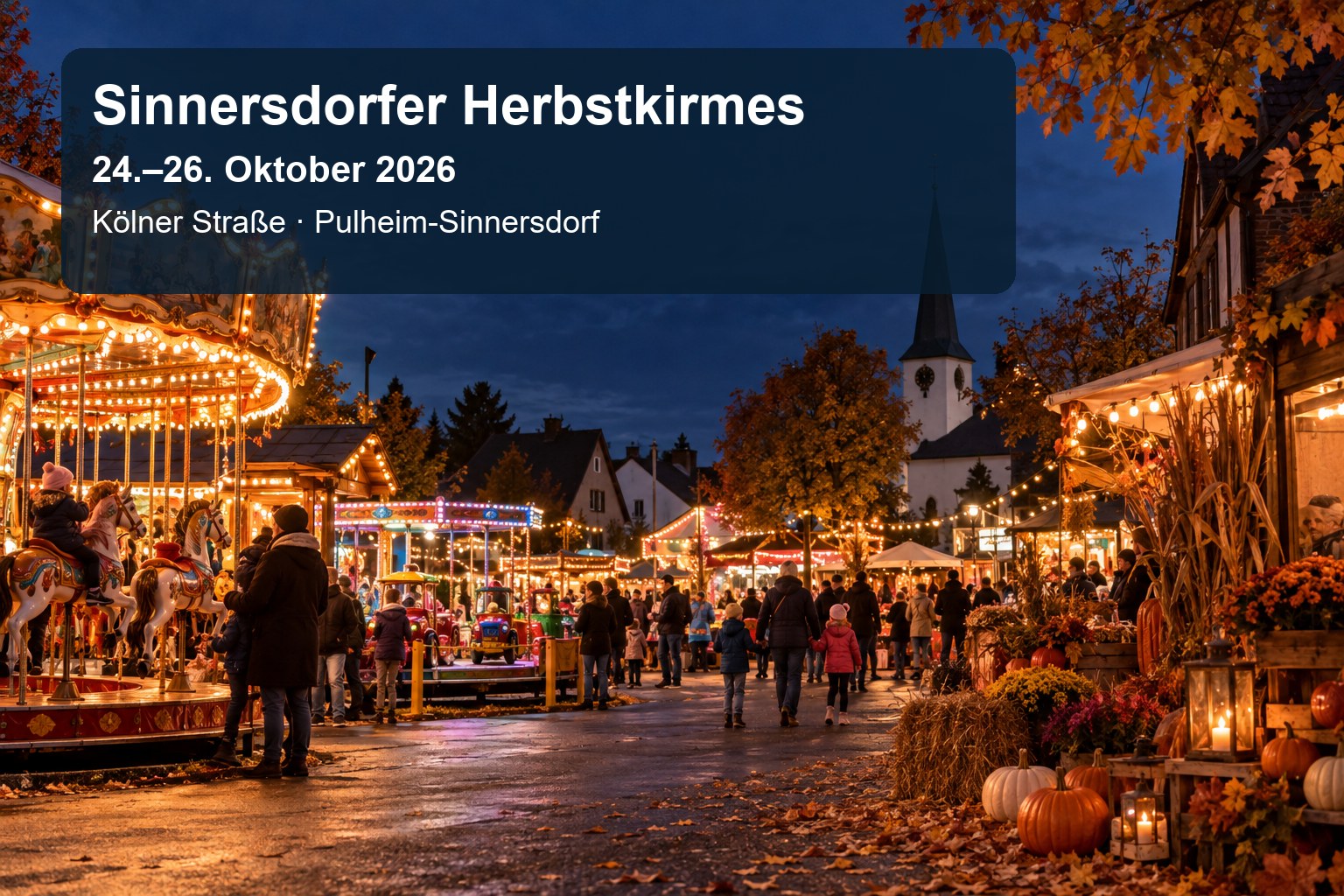 Veranstaltungsillustration zur Sinnersdorfer Herbstkirmes vom 24. bis 26. Oktober 2026