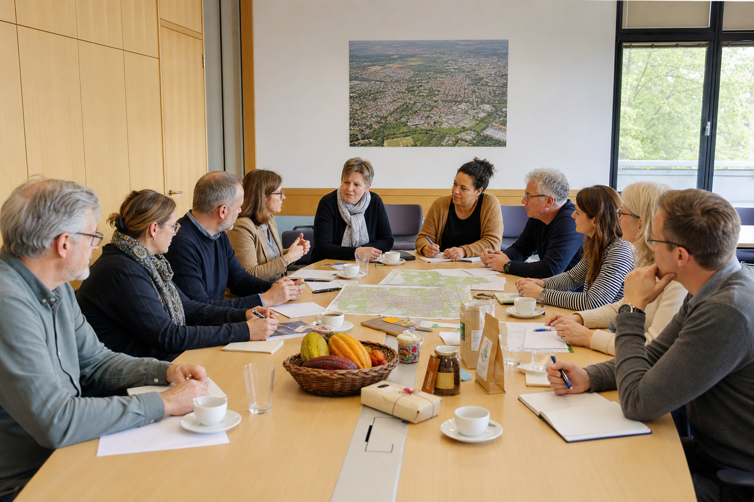 Symbolbild: Arbeitstreffen kommunaler Fair-Trade-Gruppen in einem Rathaus