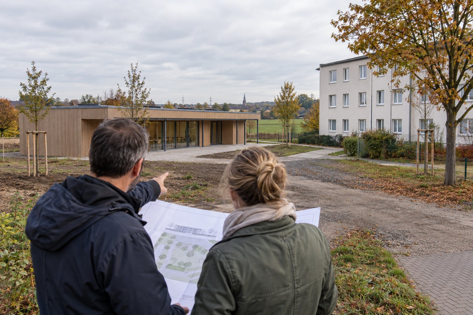 Illustration einer geplanten Begegnungsstätte an der Radmacherstraße in Erftstadt