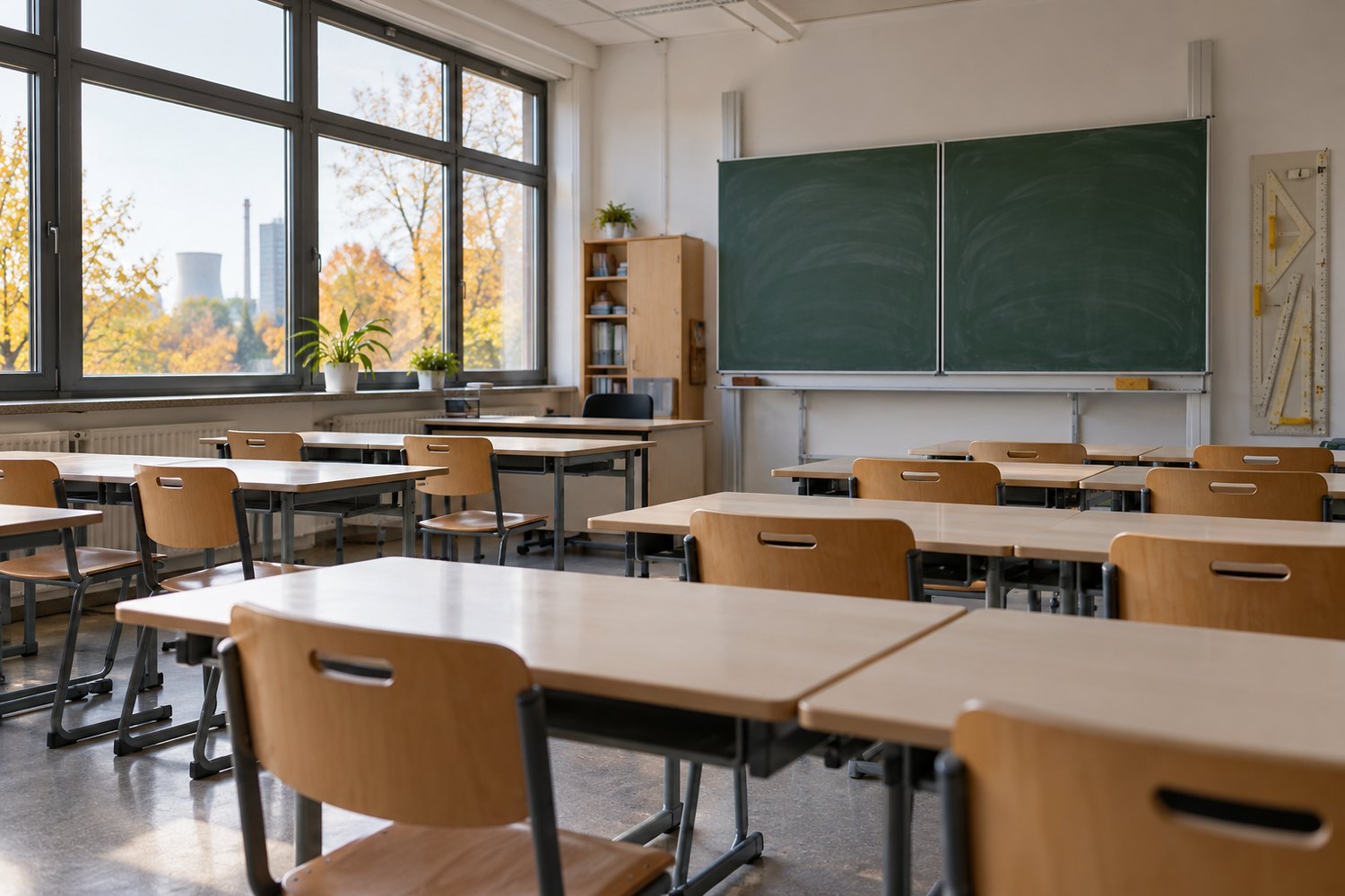 Symbolbild: leerer Klassenraum einer weiterführenden Schule