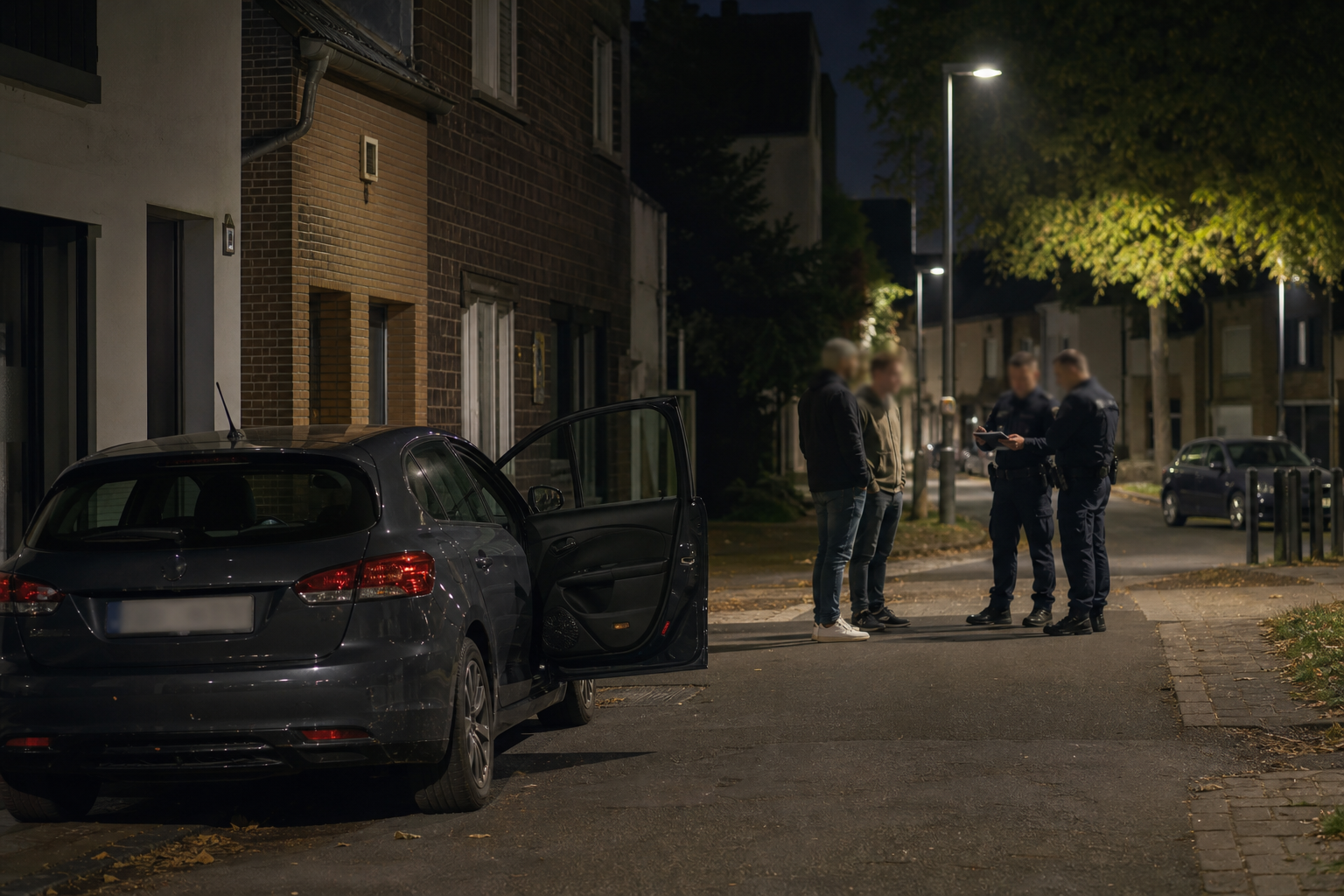 Polizeiliche Aufnahme eines mutmaßlichen Diebstahls aus einem Auto in Wesseling
