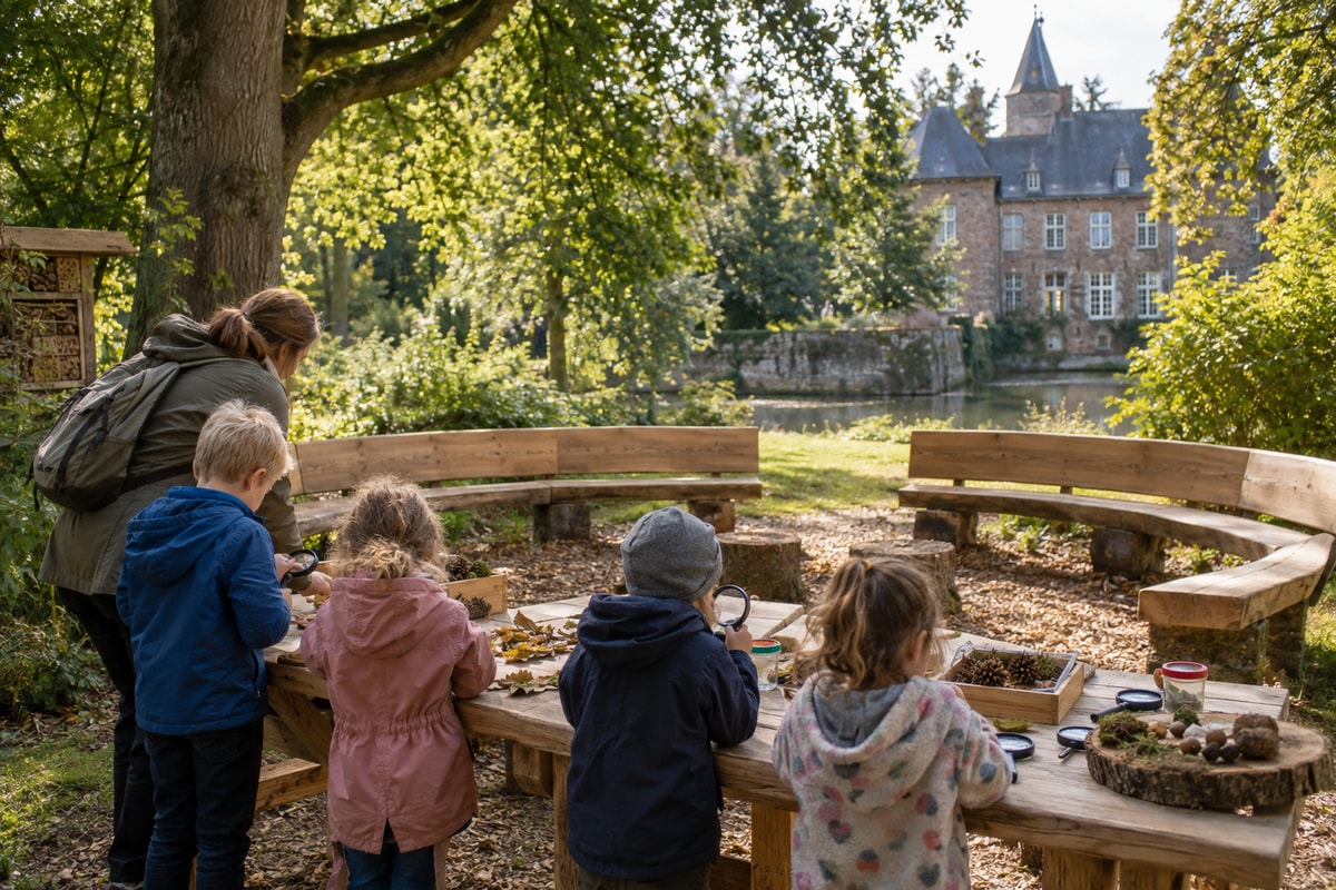 Symbolbild: Kinder erforschen die Natur im Schlosspark Paffendorf
