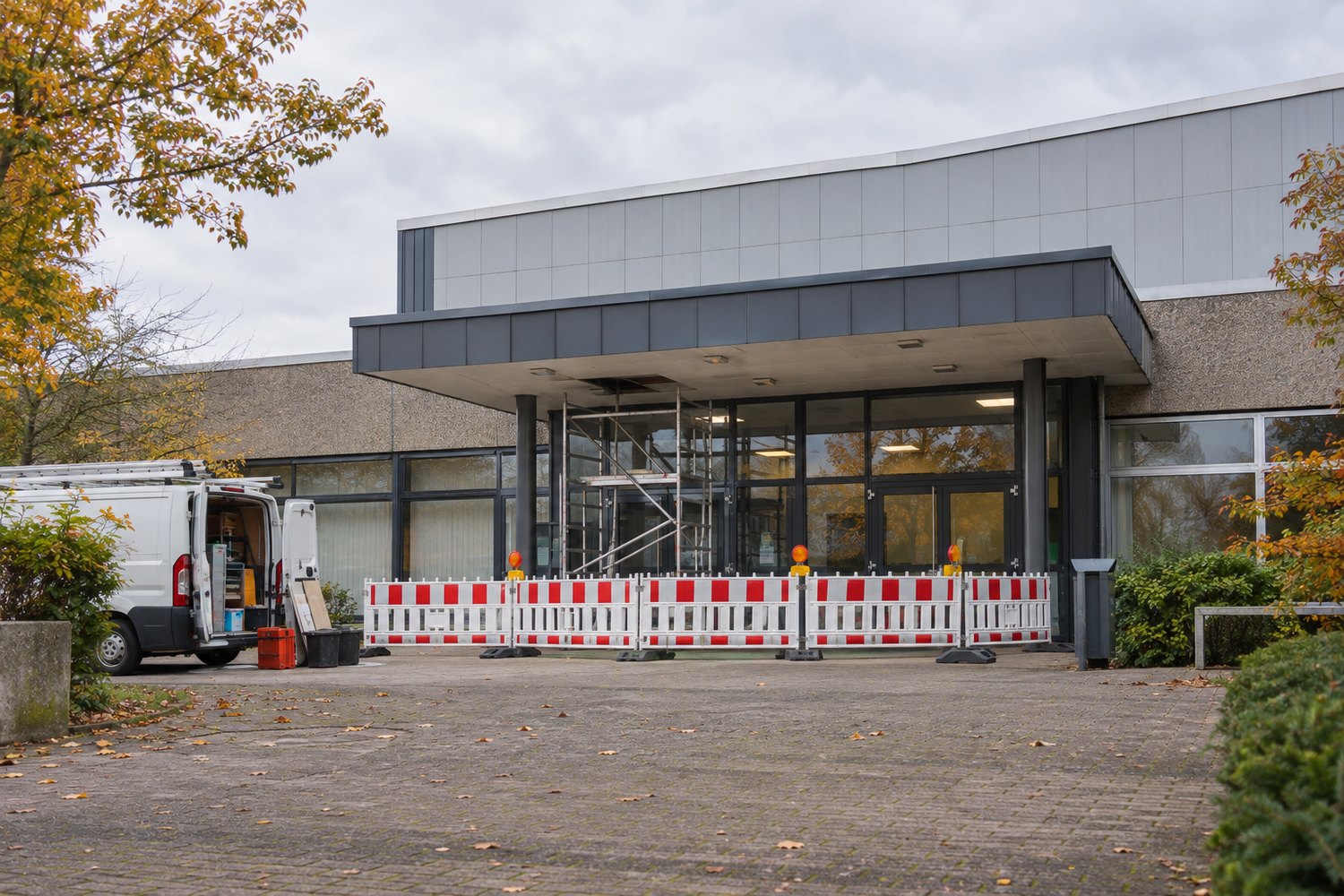 Symbolbild: gesperrter Eingang einer kommunalen Sporthalle
