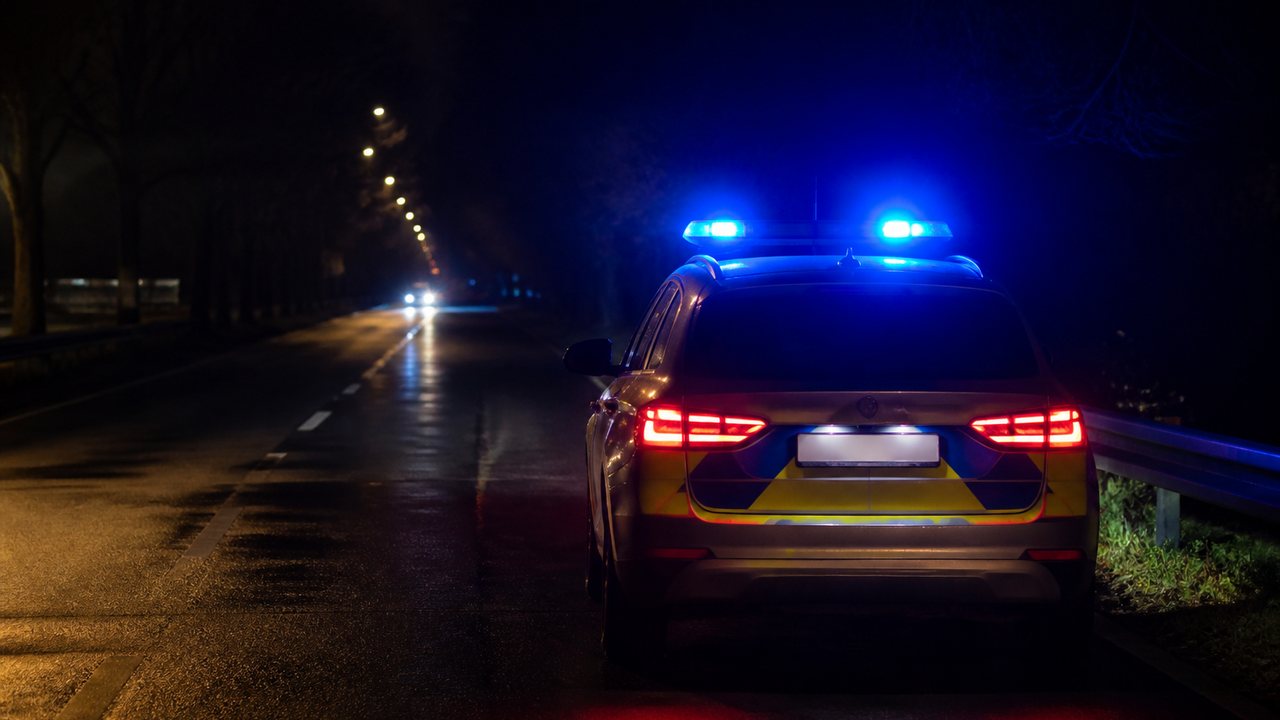 Symbolbild eines Polizeieinsatzes nach einem aggressiven Vorfall im Straßenverkehr